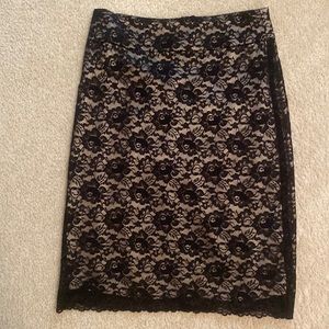 Black Lace and Nude Pencil Skirt